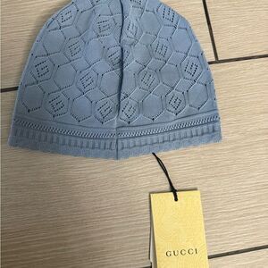 Brand new kids Gucci Light Blue Knit hat with box
